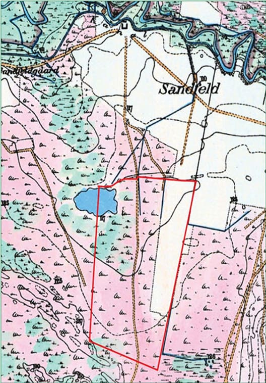 Kortet fra 1880’erne med den gamle hedesø